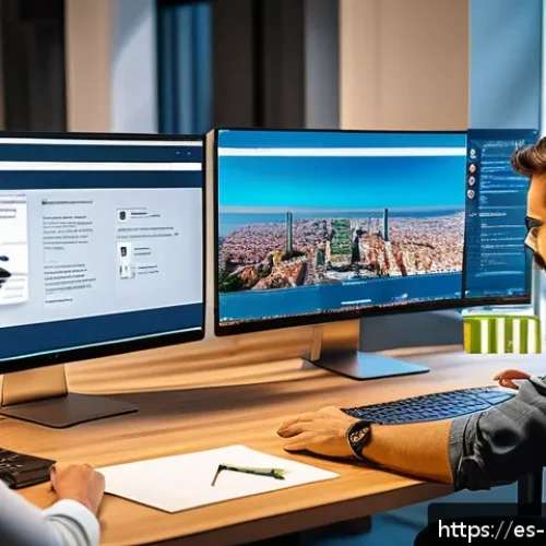 Home 32 경비지도사 커뮤니티 활동 추천 - A vibrant online cybersecurity forum scene showing diverse professionals from Spain interacting on c...